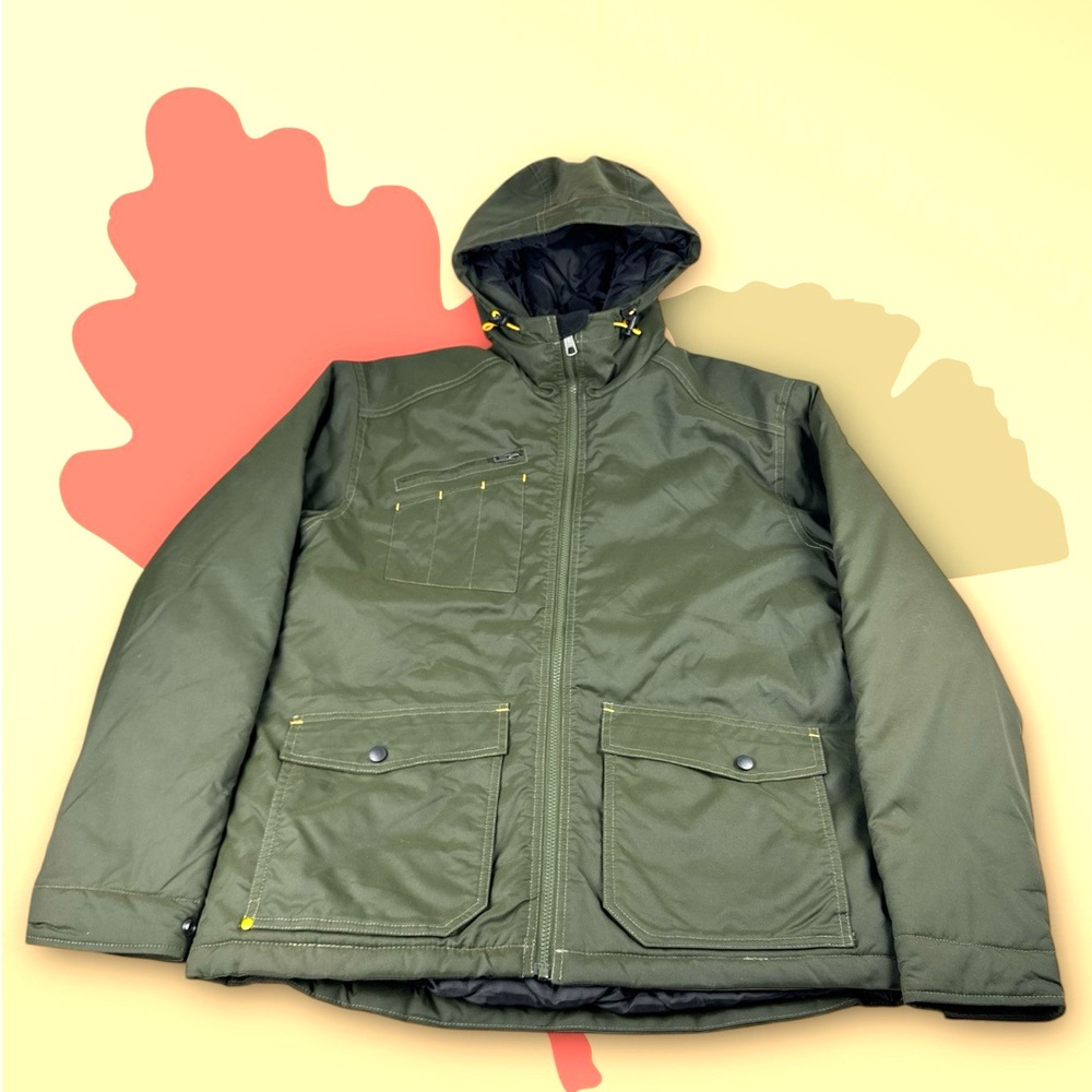 Hard Land Men's Insulated Winter Jacket-OD Green, Size M, Durable Workwear, NWT